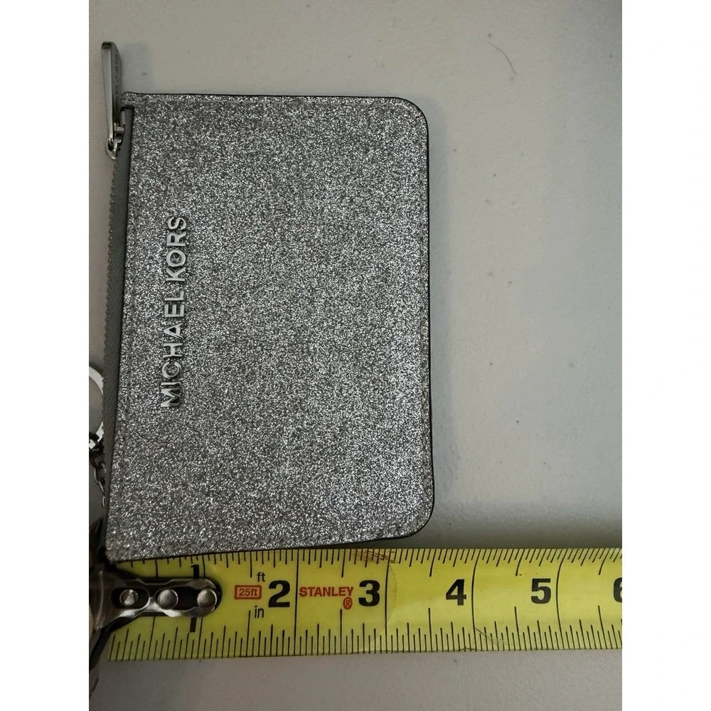 Michael Kors Mini Silver Glitter Wallet Id And Card Holder